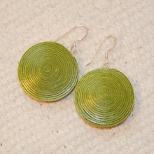 Disc Earrings Ambikha, handmade from recycled cotton paper – Green