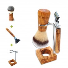 Shaving Holder RUDI PLUS, olive wood, various versions