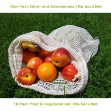 Re-Sack Net – 10 Pack Fruit & Vegetable net made of organic cotton