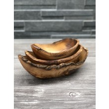 Snack Bowls Olive Wood Handcrafted rustic, 3 pieces