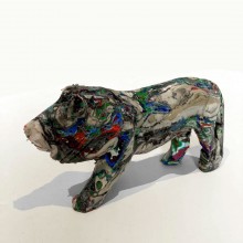 Animal figures made from recycled river plastic – handmade unique specimens – Lion