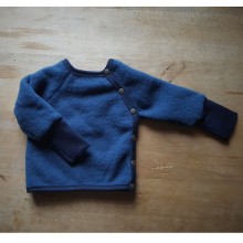 Baby Cardigan Organic Wool Fleece Buttoned Jumper, Night Blue
