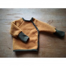 Swiss Style Baby Cardigan, Turmeric Eco Wool Fleece