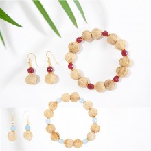 Natural Jewellery Set SUMMER – Bracelet & Earrings with Agat & Natural Seed Beads