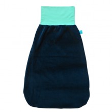 Swaddle Wrap Plain Navy with colourful Belly Cuff – Organic Cotton Plush, Navy-Mint