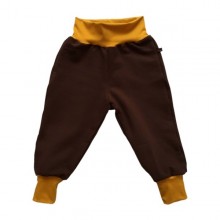 Brown Sweat Trousers with Mustard-Yellow Waistband, Organic Cotton