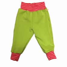 Sweatpants Lime with Pink Striped Waistband, Organic Cotton