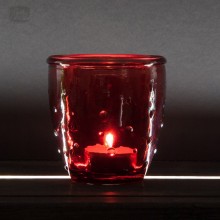 Tea-Light Holder 'Feeling' made of Recycled Glass, Red