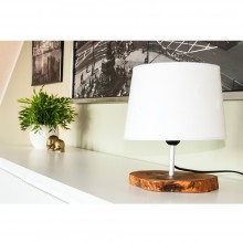 Table Lamp CHARLOTTE-MARITH rustic Olive Wood Lamp Base & beige Textile Shade