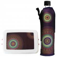 Mandala: Bioplastic Lunchbox & Glass Bottle with Neoprene Sleeve Set