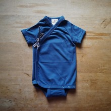 Ulalue organic short-sleeved wrap-over bodysuit in Blue