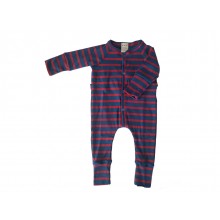 Ulalue Red-Blue Striped Organic Footless Sleepsuit, Babygrow, Long-sleeve Romper