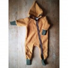 Organic Wool Fleece Baby Overall with Hood & Zipper, curcuma