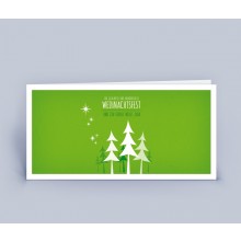 Christmas Card green with modern Christmas Trees Set of 5 (German)
