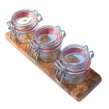 VASETTI 3 Bottling Jars on Olive Wood Tray