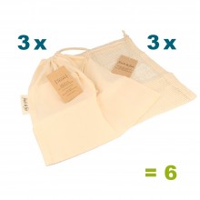 Six-pack: Organic Cotton String Bag and Fruit & Vegetable Net