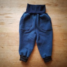 Kids Organic Wool Fleece Trousers Night Blue with 2 pockets
