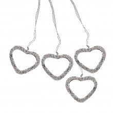 Christmas Pendant 'Green XMAS' made from recycled Paper Set of 4 – Heart grey (recycled natural)