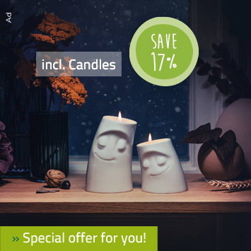 58products Candle Holder Set COZY & CUDDLY with Rape Candles