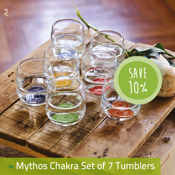 Mythos Chakra Set of 7 Drinking Glasses with affirmations